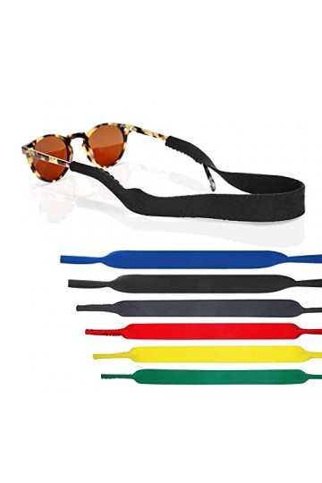 Lot de 6 sangles de lunettes sangle de retenue de lunettes de sport en néoprène, sangles de lunettes élastiques antidérapante