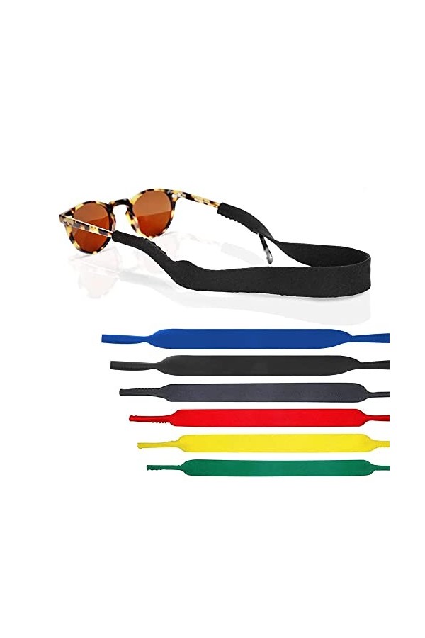 Lot de 6 sangles de lunettes sangle de retenue de lunettes de sport en néoprène, sangles de lunettes élastiques antidérapante