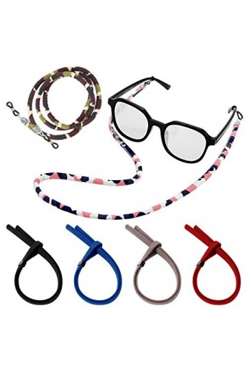 Ryaco 6 PCS Nylon Porte-lunettes Sangles Cordons avec 1 x Chiffon de Nettoyage en Microfibre, Cordons de Lunettes de Sport An