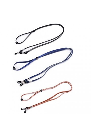 Lot de 3 colliers de lunettes de lunettes de corde, cordon, accessoires en cuir synthétique classique, porte-lunettes