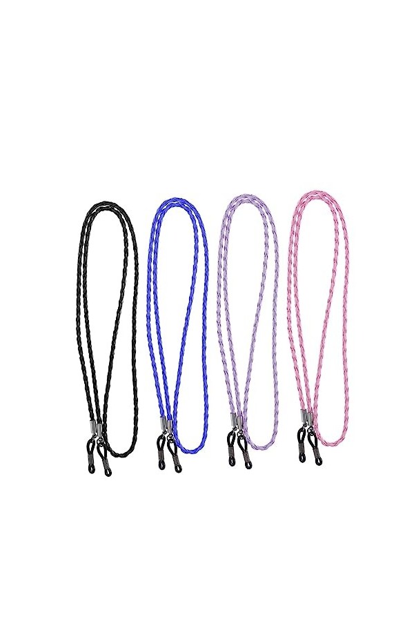 DOITOOL 4Pcs Violet Lanière Lunettes De Soleil Noir Violet Lunettes De Soleil Visage Couverture Chaîne Cordon Tressé Chaîne D