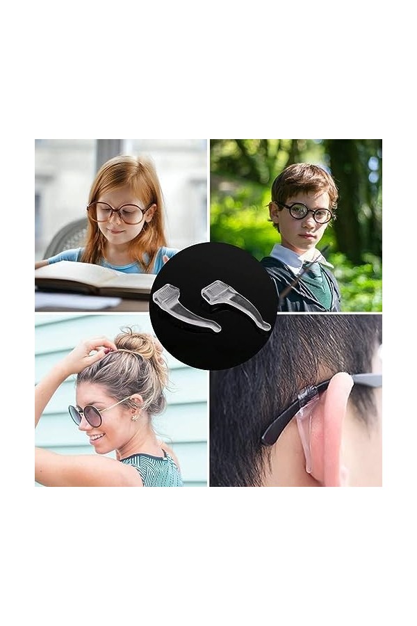 USTNIR 20 Paires de Coussinets Antidérapants, Crochets Doreille Lunettes en Silicone Crochets Anti-dérapant pour Cadre de Lu
