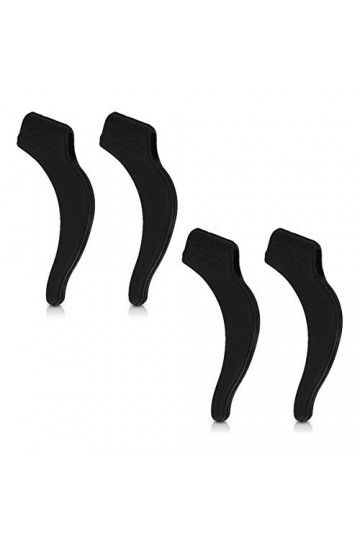 kwmobile Crochets doreille lunettes - Set 4x crochet doreille XL antidérapant en silicone - Sangle pour lunettes noir