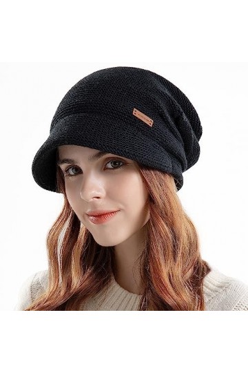 WANYIG Bonnet Chapeau Hiver pour Hommes Femmes à 6CM Visière Unisexe Slouchy Beanie Bonnet Tricoté Chapeaux dhiver Doux et C