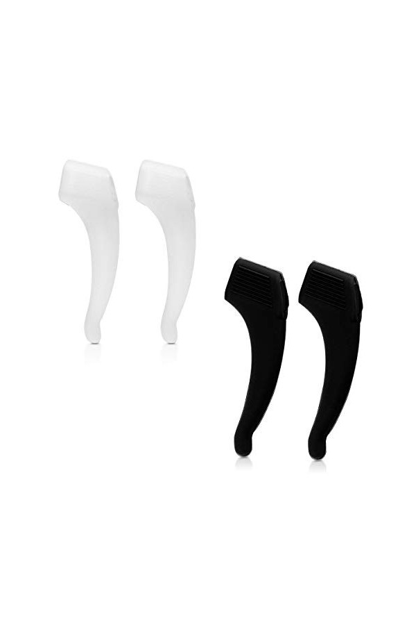 kwmobile Crochets doreille lunettes - Set 4x crochet doreille XL antidérapant en silicone - Sangle pour lunettes noir