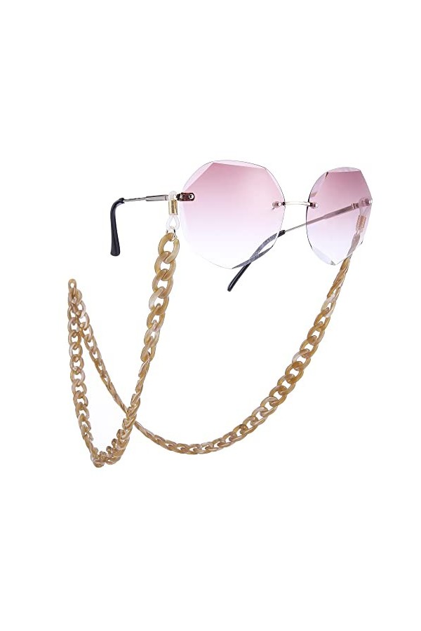 EUEAVAN Chaîne de masque facial tendance en acrylique multifonction pour femme café , café, M