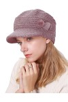 Joligiao Casquette Femme Hiver Chaud Béret Bonnet Casquette à Bord Élégant Bonnet à Visière Bonnet Tricoté Chapeaux dhiver V
