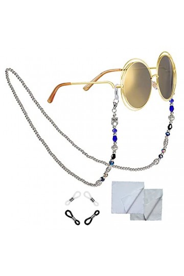 Xiang Ru Corde à Lunettes Chaîne Sangle Lunettes de Soleil Attache-Lunettes pour Loisirs Sport Bleu Alliage