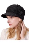 Joligiao Casquette Femme Hiver Chaud Béret Bonnet Casquette à Bord Élégant Bonnet à Visière Bonnet Tricoté Chapeaux dhiver V