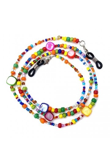 Beavorty Style Perles De Riz Teintes En Coquille Lunettes Perlées Corde Chaîne De Lunettes Longes De Collier Colorées Pour Fe