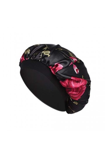 TCNGKIJIUK Bonnet de sommeil pour femme en satin élastique avec fleurs respirant Bonnet de nuit chimio pour dormir perte de c