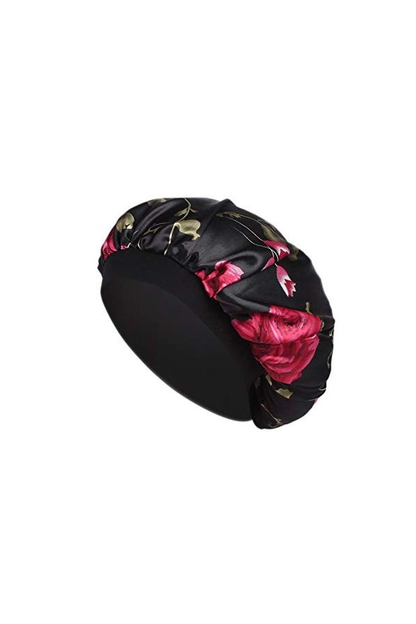 TCNGKIJIUK Bonnet de sommeil pour femme en satin élastique avec fleurs respirant Bonnet de nuit chimio pour dormir perte de c