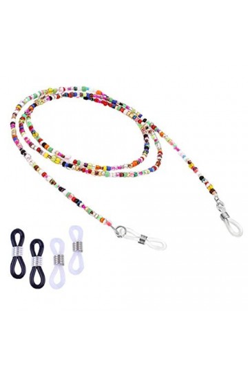 VPbao Antidérapante Chaîne de Lunettes Perle Artificielle Multicolore