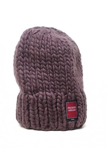 PREMIUMARMADA Bonnet épais en laine extra long sans ceinture 100 % laine, marron foncé