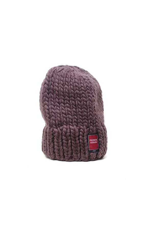 PREMIUMARMADA Bonnet épais en laine extra long sans ceinture 100 % laine, marron foncé