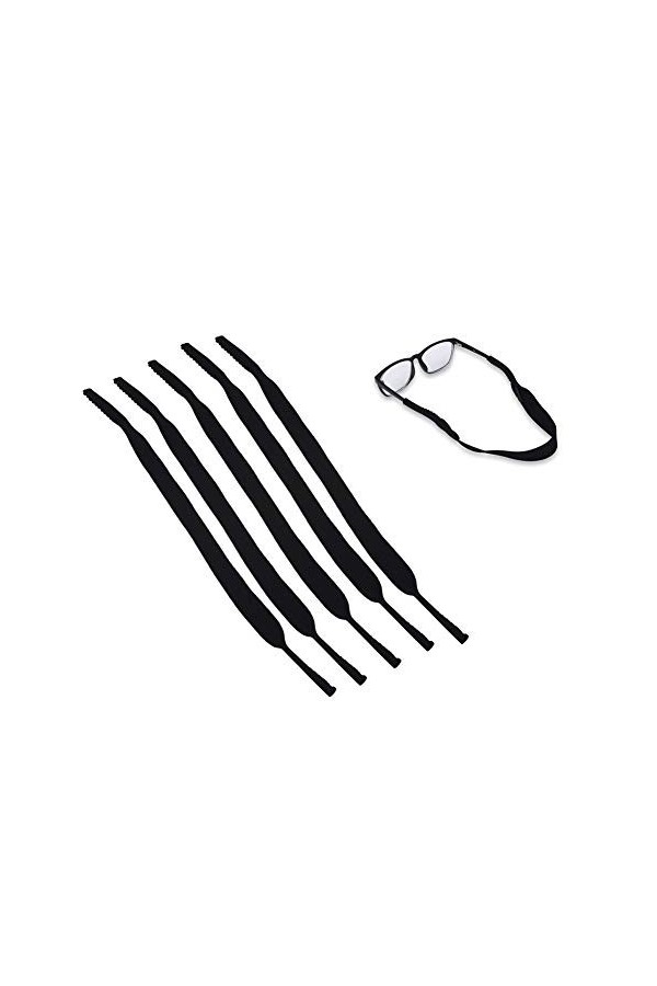MAGT 5pcs Bracelet Pour Lunette Lunettes Élastique Noir Bracelet Sport Band for Lunettes de Soleil Sport Lunettes de sécurité