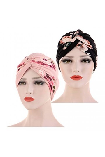 EXCEART Lot de 2 bonnets pour femme Turban Tête Écharpe Cancer Chemio Bonnet Turban Slouchy Casquette de nuit Sommeil Chapeau