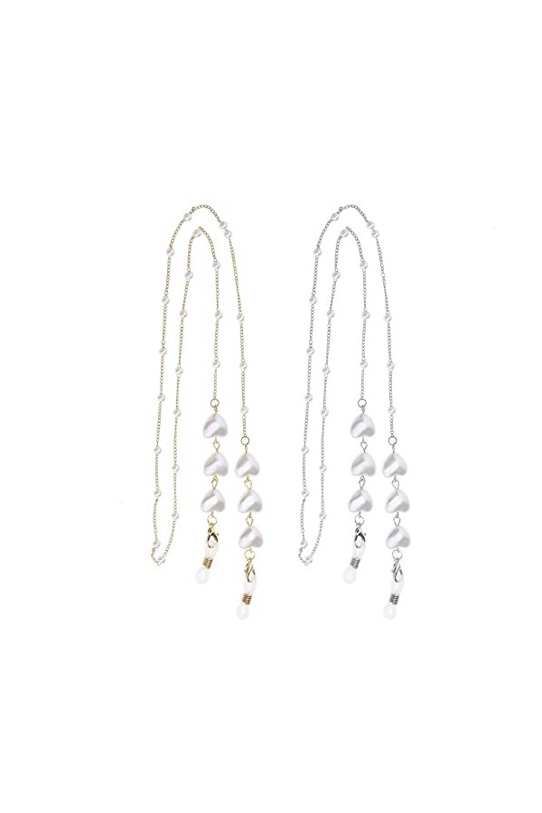 Be In Your Mind Lot de 2 chaînes de lunettes en forme de cœur avec perles pour masque de soleil - Cordon de retenue pour lune