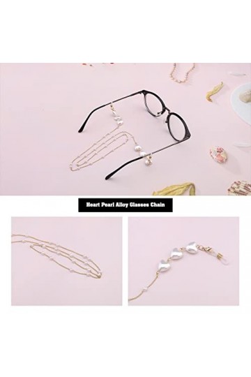 Be In Your Mind Lot de 2 chaînes de lunettes en forme de cœur avec perles pour masque de soleil - Cordon de retenue pour lune