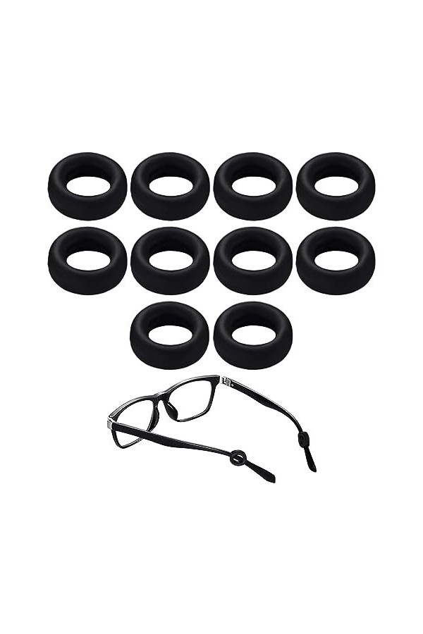 Lot de 5 paires de manchons de maintien antidérapants et confortables pour lunettes de soleil, lunettes de lecture, noir