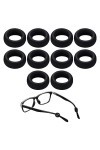 Lot de 5 paires de manchons de maintien antidérapants et confortables pour lunettes de soleil, lunettes de lecture, noir