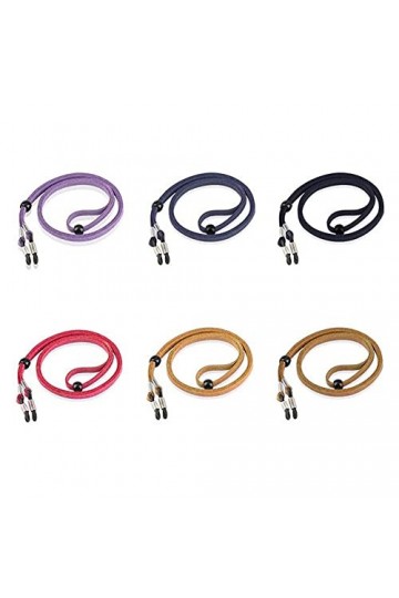 LATRAT Lot de 6 cordons à lunettes en cuir - Pour femme et homme