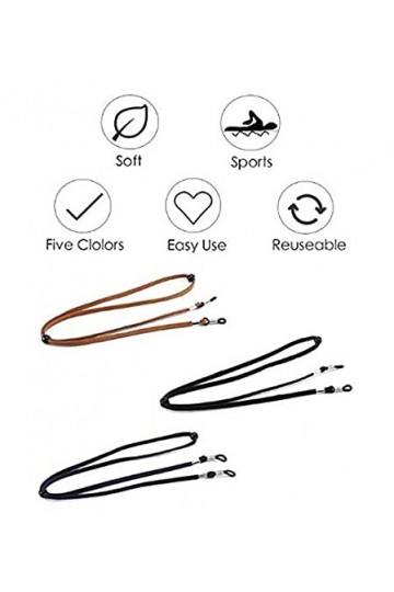 LATRAT Lot de 6 cordons à lunettes en cuir - Pour femme et homme