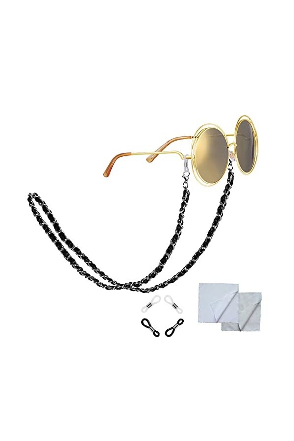 Jixin4you Unisexe Chaînes de Lunettes Cordon à lunettes Élégant Sangle de Lunettes Argenté PU