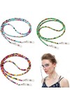 3 Pièces Chaînes De Lunettes Perlées Colorées Chaîne De Lunettes Antidérapante Femmes Masque Lanière Lunettes De Sangle De Re