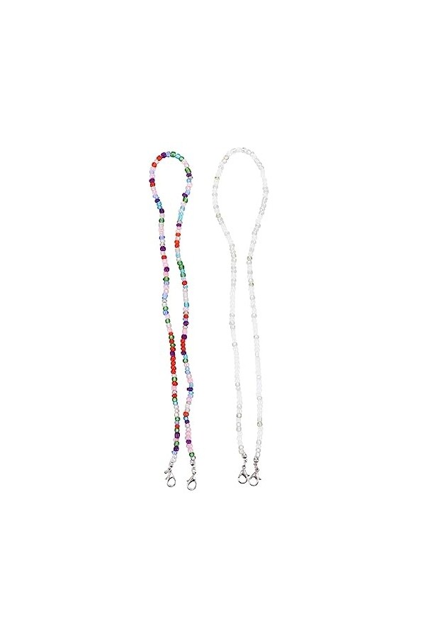 Angoily 2 Pièces Lunettes Masque Chaîne Réglable Lunettes Lanière Perlée Chaîne Masque Lunettes Sangle De Retenue Visage Lani