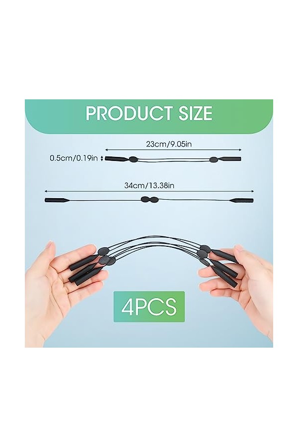 Cordons à Lunettes Silicone 4 Pièces Retenue de Lunettes Réglables Sangles de Lunettes Montures de Lunettes Antidérapantes Cr