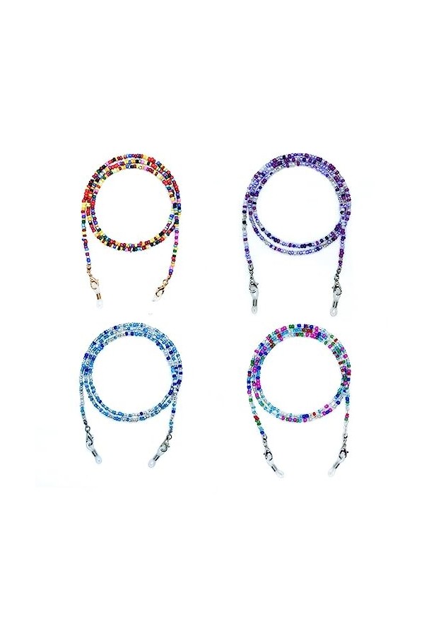 USTNIR 4 Pièces Chaînes de Lunettes cordon lunettes femme Élégant Retenue de Lunettes Perles Support de Sangle de Lunettes