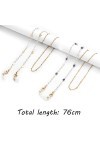 Zasvec Chaine Lunettes Femmes 4 Pièces Chaîne de Lunettes Perles Chaine a Lunette Femme Cordon Lunettes Chaîne de Lunettes Él