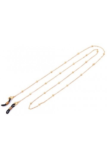 Likgreat Chaîne de lunettes de soleil/lunettes de lecture pour femme avec perles Connecteur doré, noir.