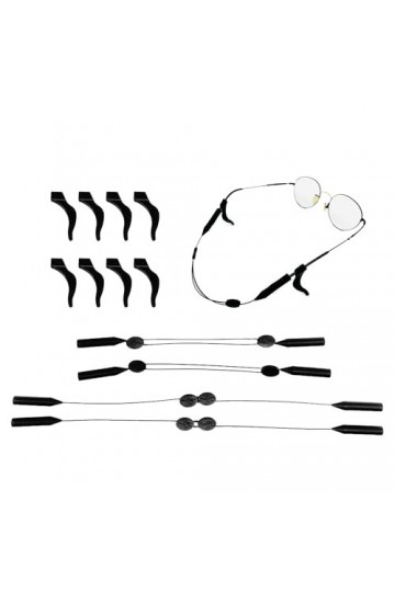 EUPSIIU 4 Pièces Corde à Lunettes Silicone Ajustable Cordons à Lunettes, 4 Pièces de Crochets doreilles Lunettes pour le Spo