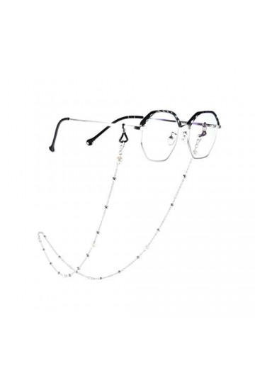 Yienate Bohemia Chaîne de lunettes pour femme avec perles Argenté
