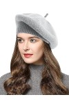 CheChury Femme Béret Chapeau dhiver Bonnet Béret Français Tricoté Chaud en Laine Casquettes Classique Automne Printemps Hive