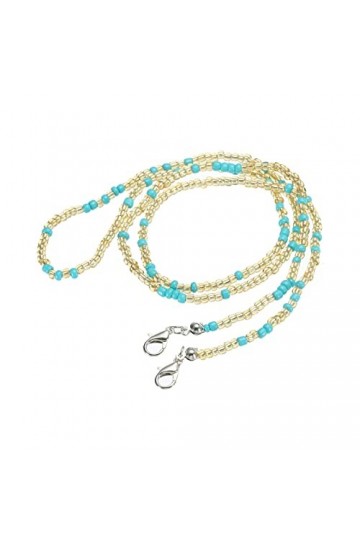 sourcing map Lunettes Chaîne, 29" Lunettes Soleil Perlées Sangle Support Autour Cou Lunettes Retenue Chaîne Chapeau Sangle Co