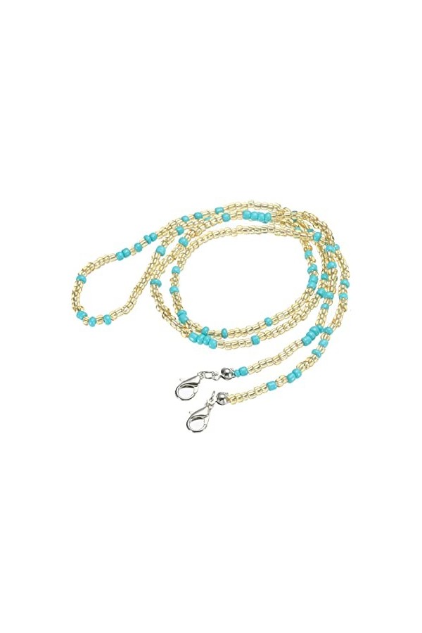 sourcing map Lunettes Chaîne, 29" Lunettes Soleil Perlées Sangle Support Autour Cou Lunettes Retenue Chaîne Chapeau Sangle Co