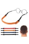 Amabro Lot de 4 sangles réglables pour lunettes de soleil, lunettes de sport, unisexe, sans queue pour homme, femme, enfant, 
