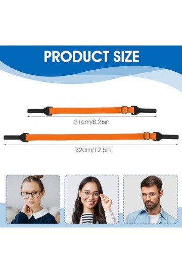 Amabro Lot de 4 sangles réglables pour lunettes de soleil, lunettes de sport, unisexe, sans queue pour homme, femme, enfant, 