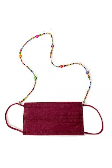 minkissy Chaîne de lunettes de style bohème avec perles de riz teintées en perles de riz collier coloré pour femme, cordon d