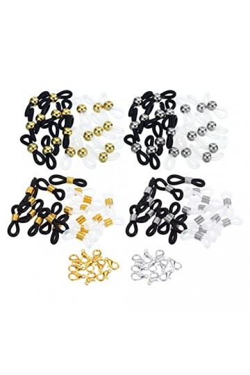 PATIKIL Lunettes Chaîne Connecteur Retenue, 100 Paquet Réglable Anti Glissante Silicone Caoutchouc Sangle Support Terminal Bo