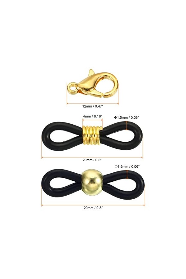 PATIKIL Lunettes Chaîne Connecteur Retenue, 100 Paquet Réglable Anti Glissante Silicone Caoutchouc Sangle Support Terminal Bo