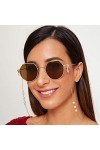 IYOU Chaîne à lunettes tendance chic avec perles dorées pour lunettes de ville, voyage, lunettes de soleil anti-perte pour fe