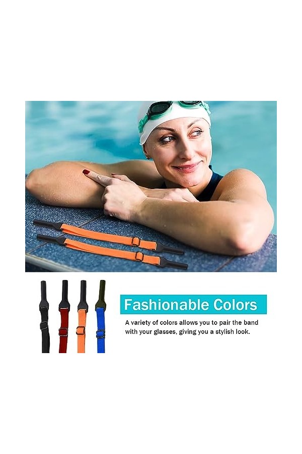 Lot de 8 cordons à lunettes réglables - Antidérapants - Sans queue - Pour homme et femme - Convient pour lunettes de sport, l