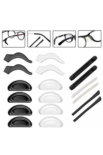 Lot de 9 paires de crochets antidérapants en silicone pour lunettes, lunettes de lecture, lunettes de vue