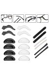 Lot de 9 paires de crochets antidérapants en silicone pour lunettes, lunettes de lecture, lunettes de vue