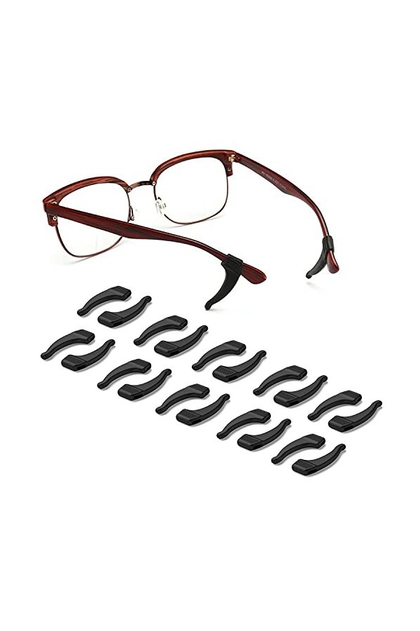 OPUGIT Lot de 10 paires de crochets doreille antidérapants en silicone pour lunettes de soleil, Noir , Small