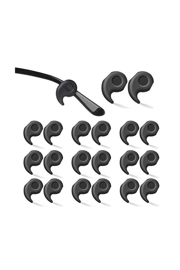 OPUGIT Lot de 10 paires de crochets doreille antidérapants en silicone pour lunettes de soleil, Noir , Small